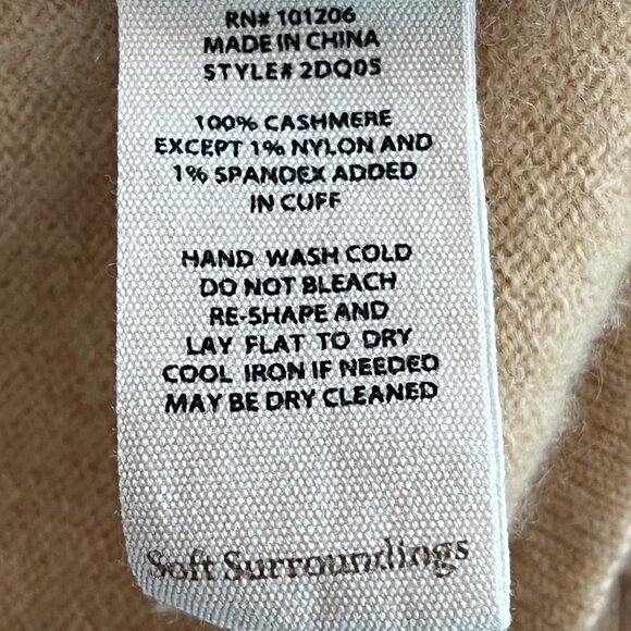 Soft Surroundings cashmere sweater caramel tan yellow v-neck dolman pullover XS - Picture 8 of 8